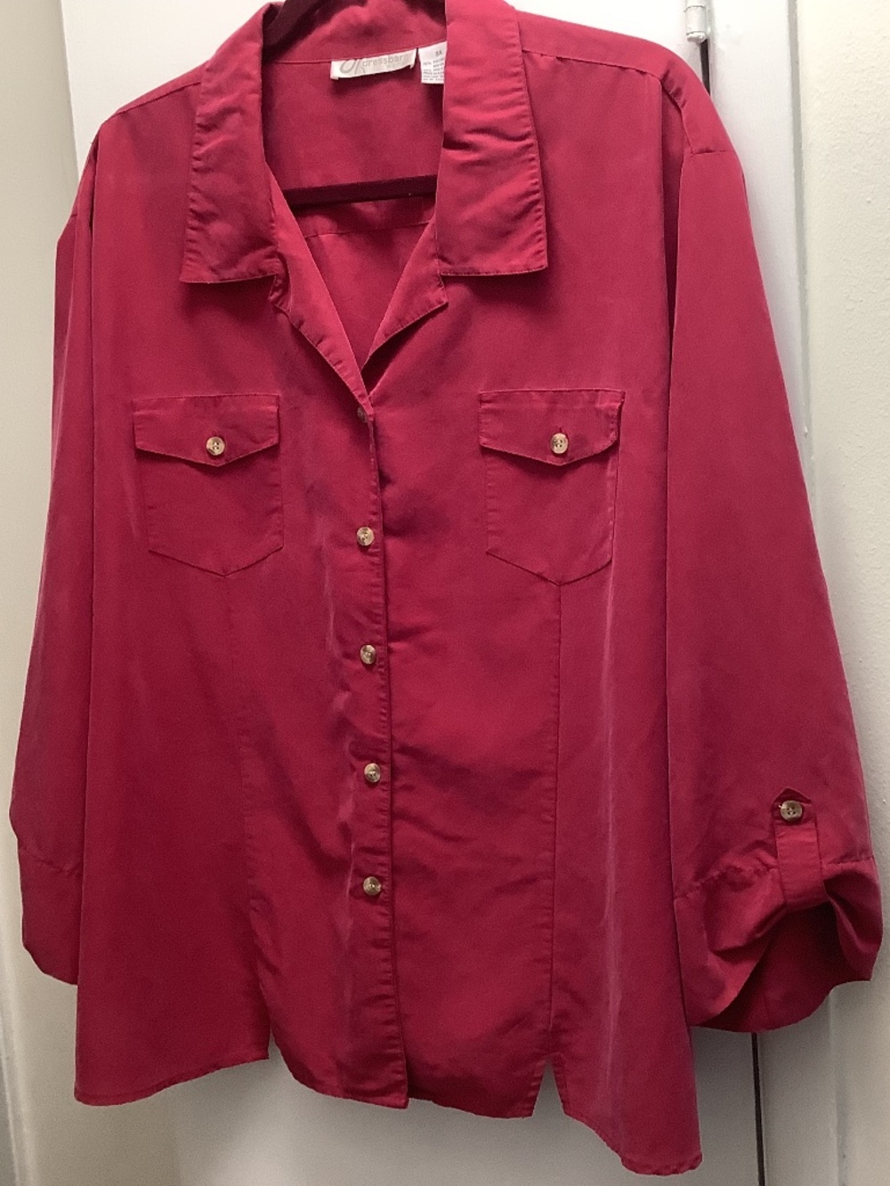 Woman’s plus size 3X adjustable sleeves + collar blouse top shirt